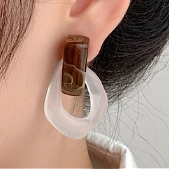 7/$35 Boho Minimalist Translucent Tortoise Geometric Chain Statement Earrings